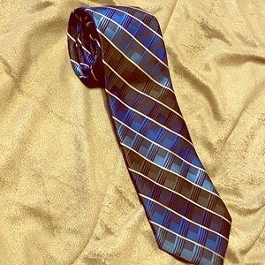 Tie blue and black patterned